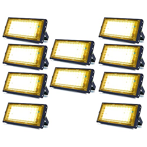Image of MLD BL2073 10W Led Flood Light AC 220V Waterproof Brick Focus Floodlights for Indoor Outdoor Lights | Yellow /Warm White | 10 Watt | Pack of 10
