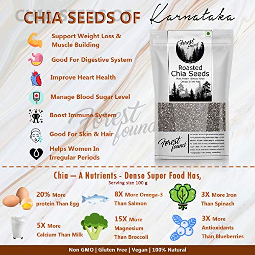 Image of Forest Found Roasted Chia Seeds For Weight Loss | Rich In Omega-3,Fiber,Calcium | Gluten Free (400 gram)