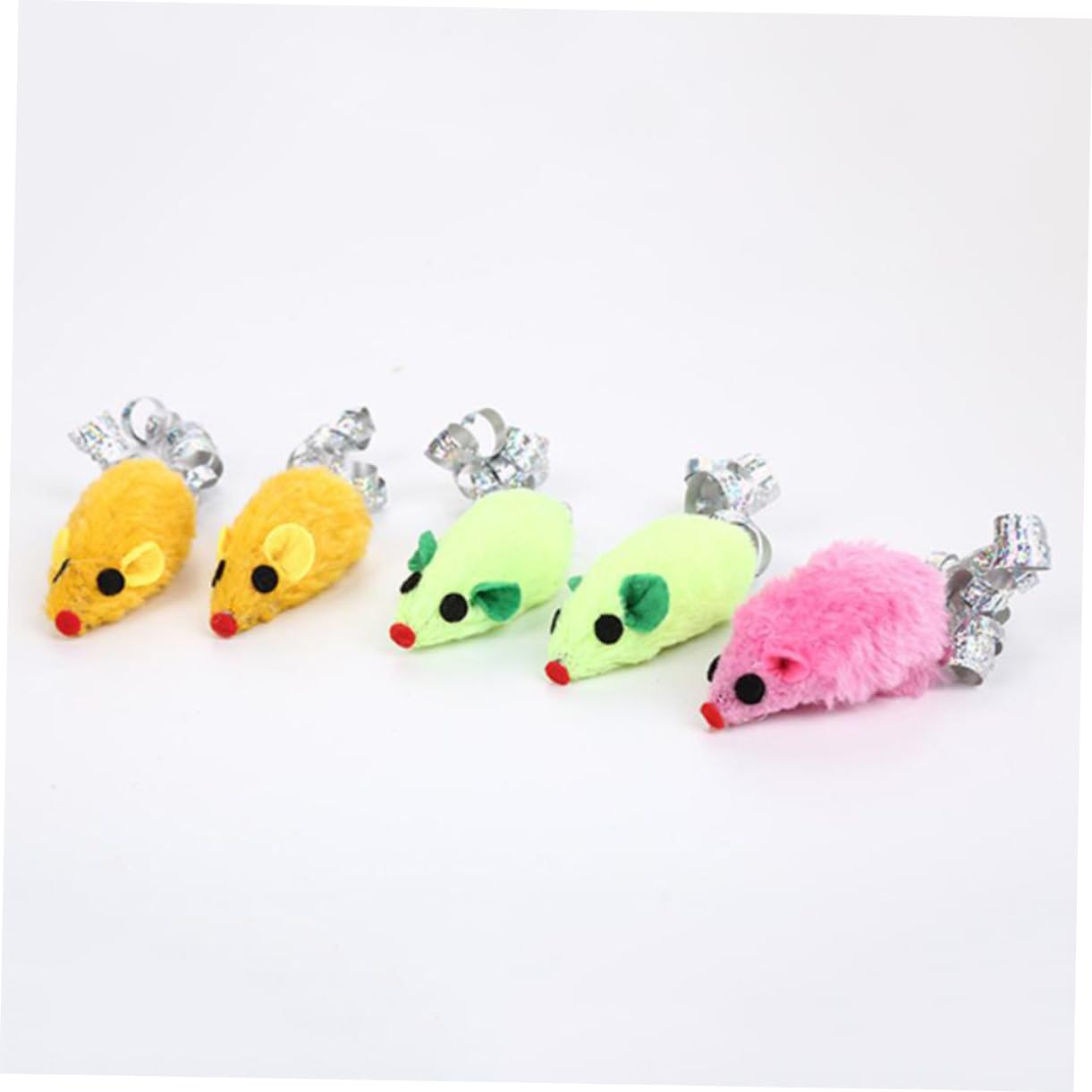BCOATH 3Pcs Colorful Tail Cat Plush Mouse Interactive Teaser for Cats Fun Keep Cats Engaged Random for Indoor Play