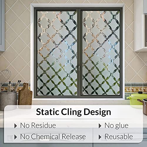 Image of SUNBIRD Window Film Privacy Colorful Window Sticker, Decorative Window Vinyl, Adhesive Home UV Blocking, Heat Insulation Static Cling for Bathroom Office (24 X 60 INCHES, BAT Floret)
