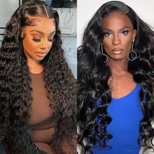 Natural Color 13x6 Deep Wave Lace Front Wigs 24 Inch+13x6 Body Wave Lace Front Wigs 30 Inch