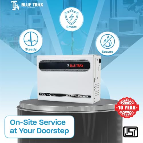 Image of BLUETRAX 4 KVA 3200W Voltage Stabilizer | 150V-300V | Copper Hanging Automatic Digital Multipurpose | For All Inverter & Non-Inverter up to 1.5 Ton AC | ISI Certified | 10 Years Warranty
