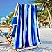 Oversized Terry Beach Towel 36 x 72 in Soft Extra Large Big Pool Swim Towels for Adult XL Clearance Big Travel Blanket Cruise Vacation Accessories Essentials Lounge Chair Cover Blue Stripe Boho