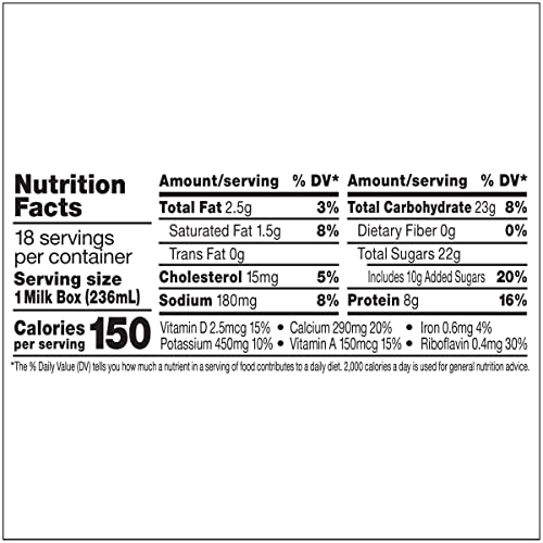 Image of Horizon Organic Shelf Stable 1% Lowfat DHA Omega-3 Chocolate Milk Boxes, Pack of 18 - 8g Protein per Serving | 8g Protein per Serving, USDA Organic, No Refrigeration Required, Lunchboxes, On The Go, For Adults & Kids