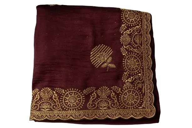 Traditional Elegant Silk Saree with Gold Zari Border, Embroidered Design,-picture-52