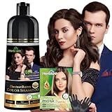 Herbishh Chestnut Brown Shampoo, Hair Dye Shampoo 3 in 1, 100% Grey Coverage, Demi-Permanent Hair Color for Men & Women, Long-lasting Color in 20-25 Mins, Ammonia-free, 200 ml