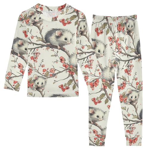 Pajama Sets Long Sleeve Cute Mice on Branches Soft Comfy Sleepwear 2 Piece PJS 3-8T