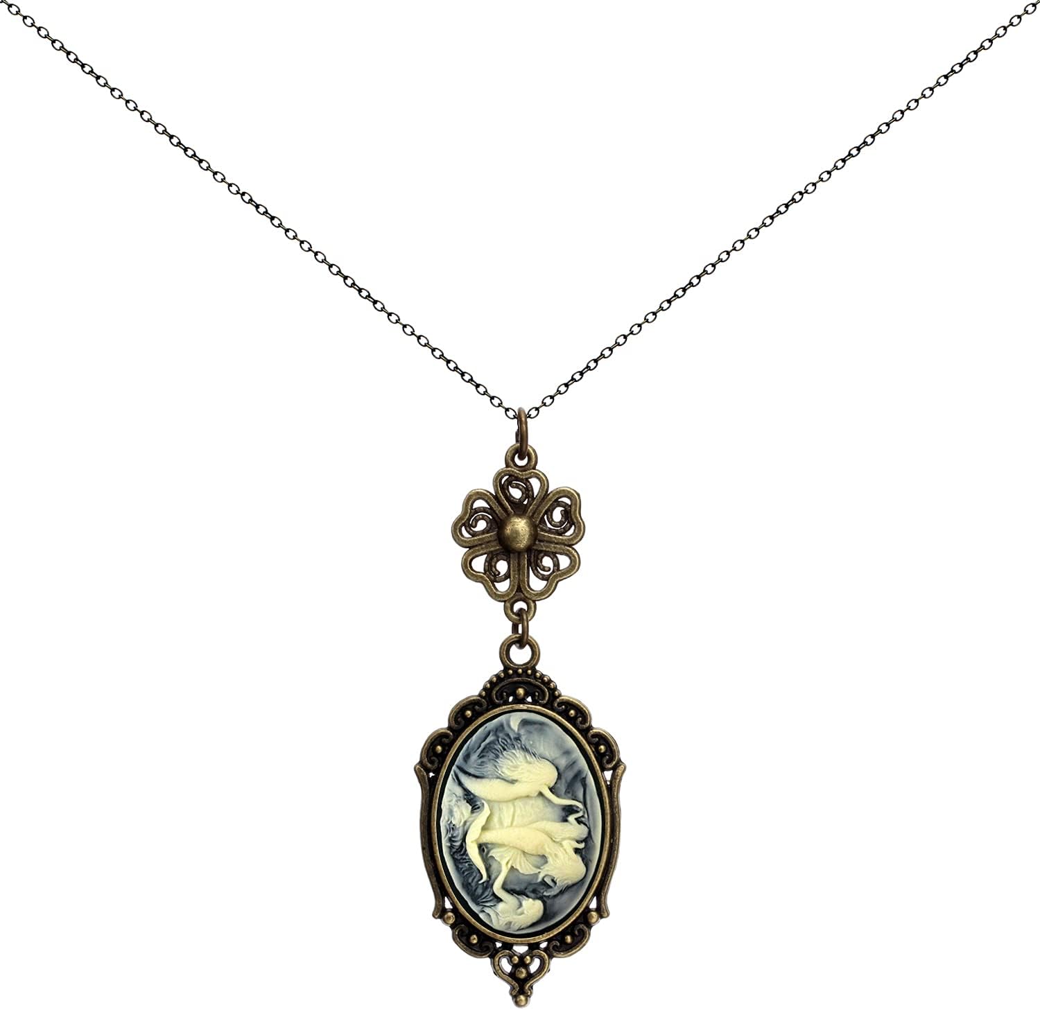 Yspace Lucky Clover Cameo Necklace Best Friend Heart Charms Jewelry 2 Chain Deluxe Gift
