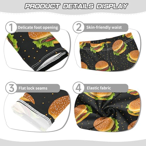 Wusikd Hamburger Girls' Leggings Toddler Doodles Kids Yoga Pants Dance Active Tights 4T3
