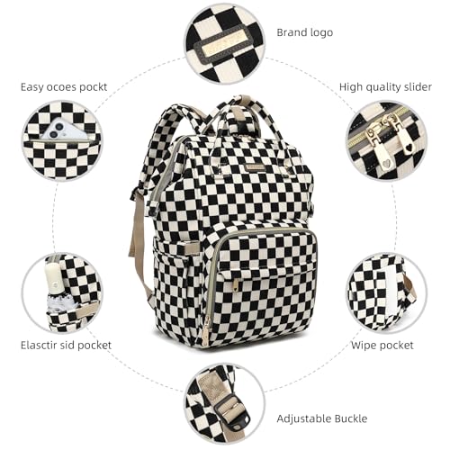 Image of GAIVP Baby Diaper Bag Backpack for Mom, Large Capacity Travel Nappy Bag for Boys & Girls with Stroller Straps,Insulated Pockets (Corduroy Checkered Black)