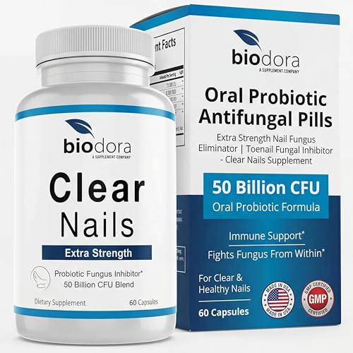 Biodora Oral Probiotic Antifungal Pills - Extra Strength Nail Fungus Eliminator | Toenail Fungal Inhibitor - Clear Nails Supplement | 50 Billion CFU (60 Capsules)