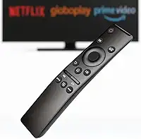 Controle Remoto Compatível com Smart TV Samsung — Com Botões Netflix, Prime Video e Globoplay — Funciona em Modelos 4K, QLED, Crystal, Neo QLED e OLED — Não Precisa Configurar