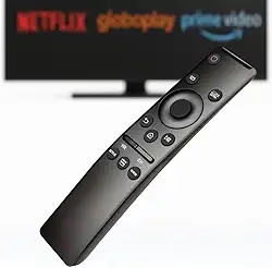 Controle Remoto Compatível com Smart TV Samsung — Com Botões Netflix, Prime Video e Globoplay — Funciona em Modelos 4K, QLED, Crystal, Neo QLED e OLED — Não Precisa Configurar