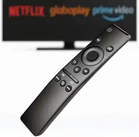Controle Remoto Compatível com Smart TV Samsung — Com Botões Netflix, Prime Video e Globoplay — Funciona em Modelos 4K, QLED, Crystal, Neo QLED e OLED — Não Precisa Configurar