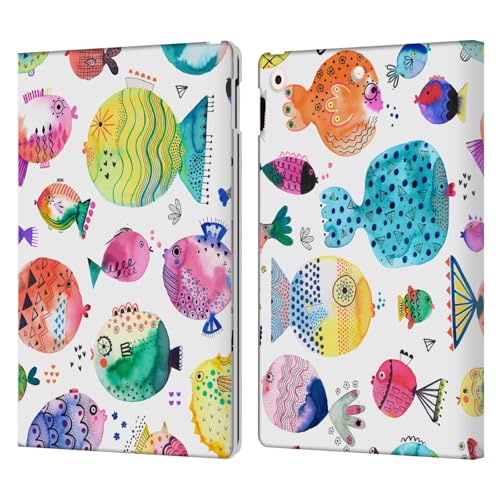 Coque iPad 10.2 Ninola Poissons Puffer cuir support tablette Apple 2019 2020 2021