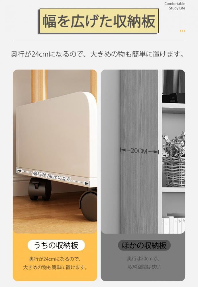 Amazon.co.jp: XUDREZ 本棚 キャスター付き スリム 2段/3段 書類棚 大