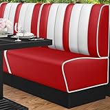  GGMMÖBEL American 2  Dinerbank  B:H 100 x 103 cm  Gestreift  Rot  Leder  American Diner Möbel, American Dinerbank