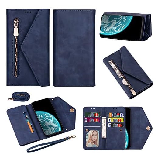 Jtailhne Compatible avec Coque Samsung Galaxy J5 2017 (EUR), Cuir Magnétique Portefeuille Housse avec Porte-Cartes, Stand, Dragonnes et Lanière [Bleu]& 2X Verre Trempé Protection écran