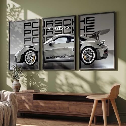 Image of HOTHOUSE Big Porsche Car Framed Posters Gift Items for Boys Room Wall Decoration Bedroom Living Room Office Studio Decor | Car Poster Frame for Wall Decor Set Of 3 Size (10 X 13 inch)