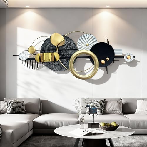 ERMOFAV Modern Abstract Metal Wall Art, Gold Black and White Geometric D&eacute;cor Art...