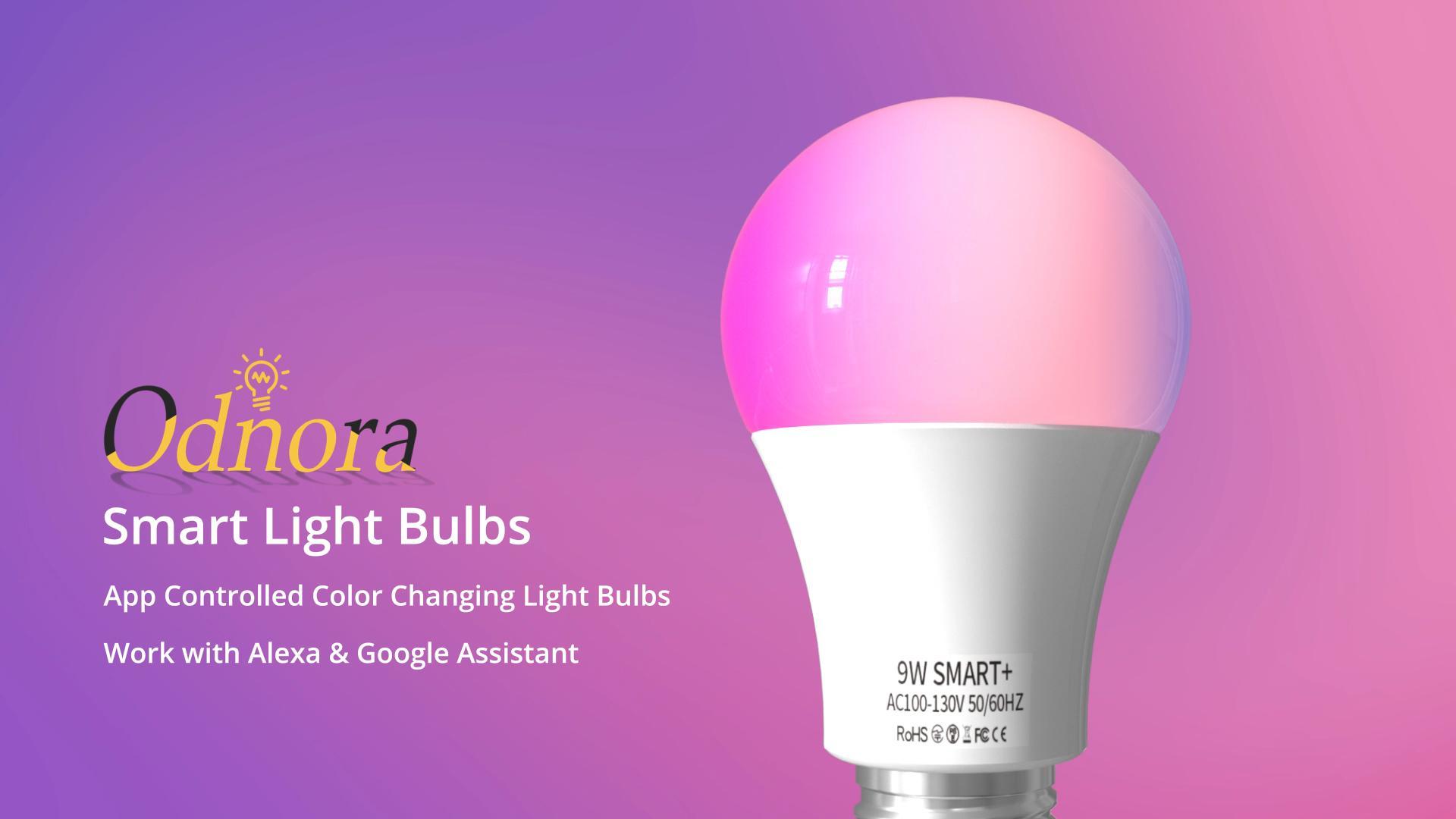 Image of Smart Light Bulbs, Work with Alexa & Google Assistant, 9W LED Light Bulbs Color Changing RGBTW Dimmable, 2.4GHz WiFi Bluetooth Smart Bulb 60W Equivalent, APP Control, A19, E26, 800LM, 2 Packs