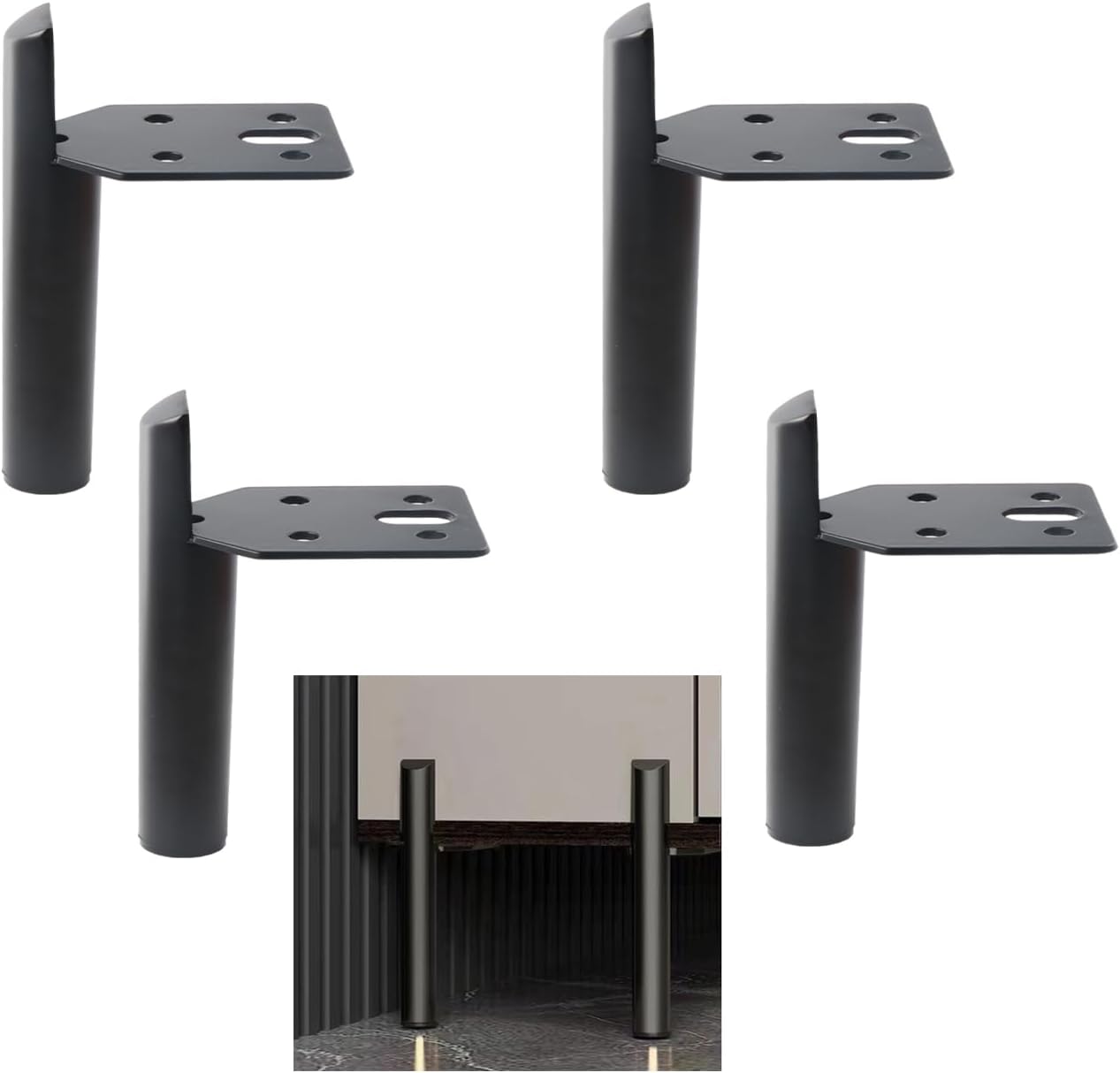 10 Inch Furniture Legs Black Coffee Table Feet, Mid-Century Metal Furniture Leg for Sofa Cabinet Ottoman, Set of 4 Side Mounted Style Home DIY Replacement Feet