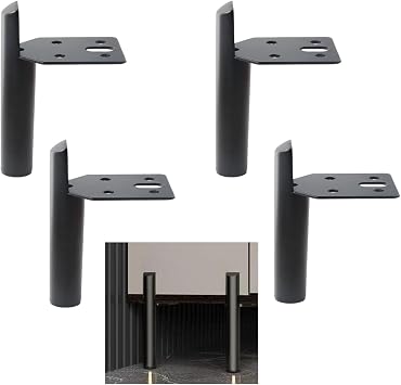 2 Inch Furniture Legs Black Coffee Table Feet, Mid-Century Metal Furniture Leg for Sofa Cabinet Ottoman, Set of 4 Side Mounted Style Home DIY Replacement Feet