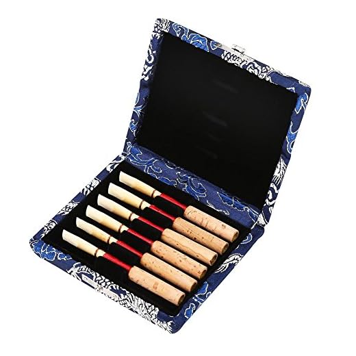 Oboe Reed Case de Estuche Funda de Caja de Cañas Oboe, Protege Contra la Humedad Madera + Funda de Tela de Seda Reed Case Holder Caja de Alenamiento para 6 Pcs Oboe Reeds Arce de Madera