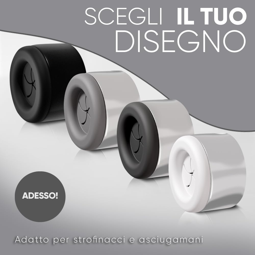 Set di 4 portasciugamani di alta qualità, per bagno, cucina e casa, in acciaio inox, porta strofinacci, ganci per asciugamani, rotondi, cromati, autoadesivi senza forature (bianco)