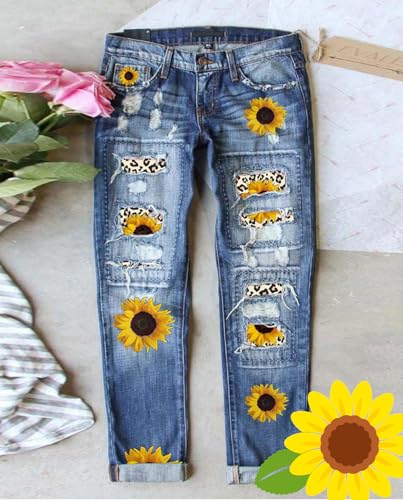 Valentine Plus SizeJeans for Women Boyfriend Trendy Cowboy Patch Work Distressed Jeans Casual Baggy Bling Pants3