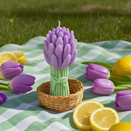 Image of Exquisite Lavender - Shaped Scented Candle: Hand - Poured, Premium Wax, Soothing Fragrance, Ideal Gift for Special Occasions, Enhances Home Aesthetic