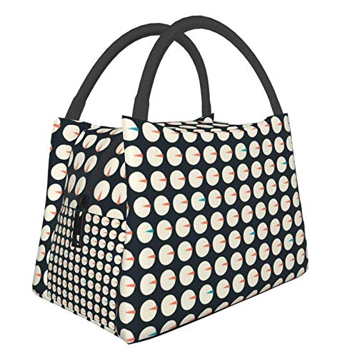Lunch Box Meal Bag Portable Insulation Bag Multifunctional Zipper Package for School Work OfficeSwan Lake Lilly Pad Circles