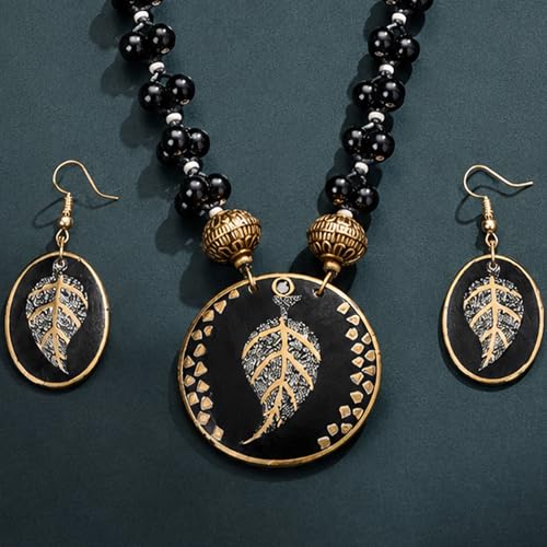 Image of AAKRITI ART CREATIONS Handcrafted Women's Jewelry Set - Ethnic Necklace and Earrings, Fashion Accessories for Special Occasions & Celebrations