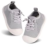 Toddler Girl&Boy Baby Size 7 12-18 Months Walking Shoes Grey Barefoot Slip On Wide Toe Box Shoes Soft Footmates Casual Tennis Indoor Flexible Rubber Sneakers
