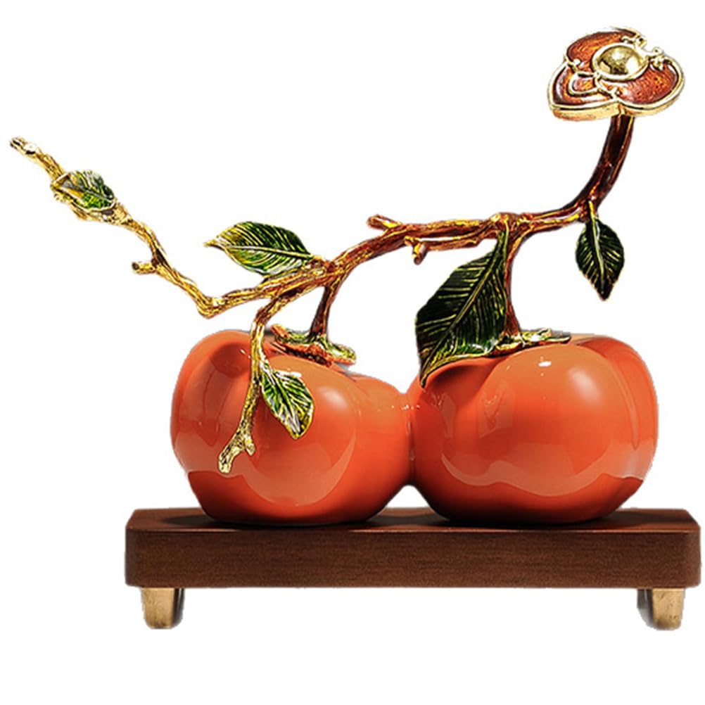 Ozdoby Rzeźba Ozdoby Persimmon, Statua Fengshui bogactwa i szczęścia, Rzeźba symbolu szczęścia, Żywiczna ozdoba na biurko dla domowego biura Ozdoby Feng Shui,B