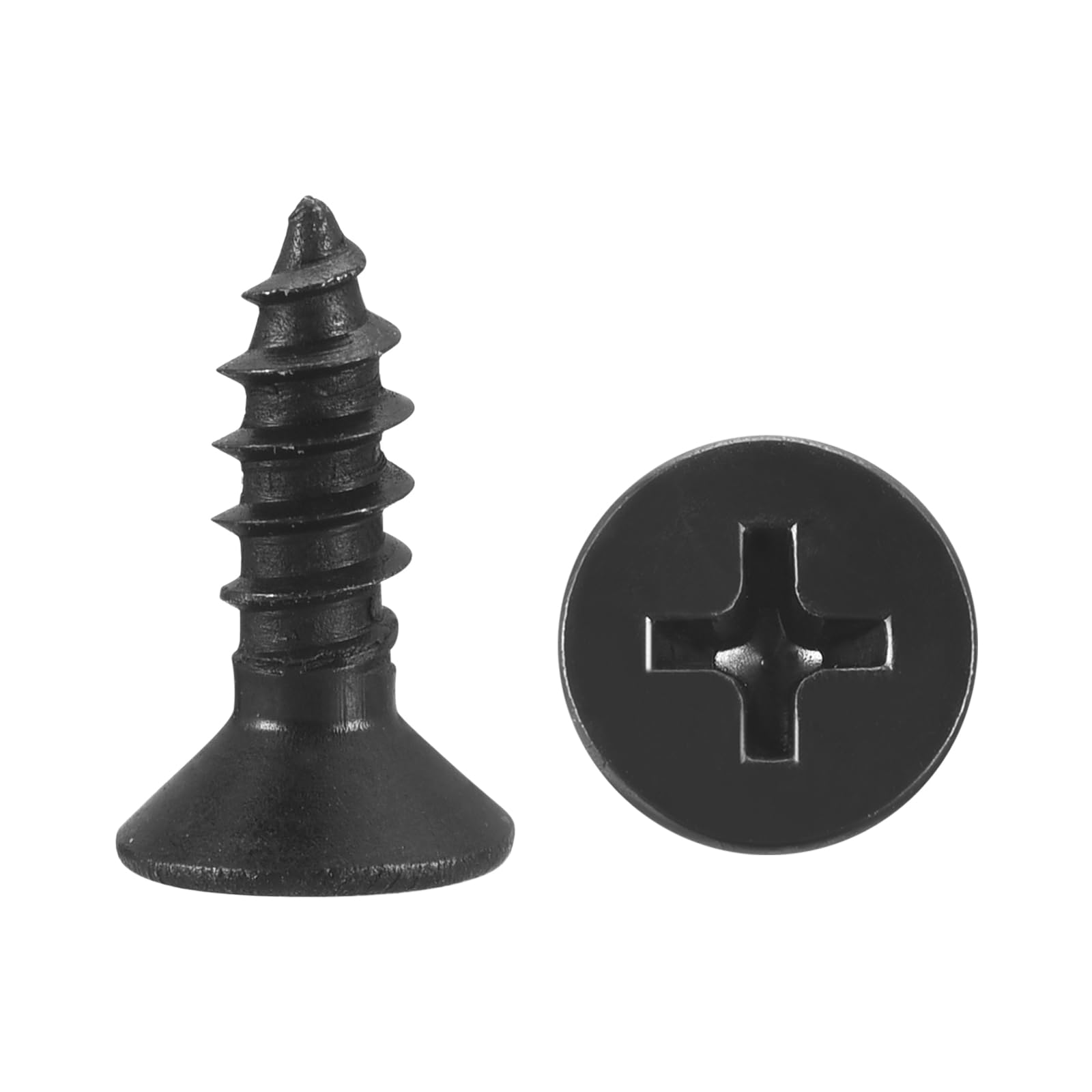 METALLIXITY Countersunk Phillips Wood Screws (#6x1/2") 500Pcs, Carbon Steel Coarse Thread Phillips Drive Flat Head Wood Screws - for Furniture Installation Repair, Black — image 1