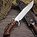 WPKOPYA Bowie Knife (Mirror Light) 16” 9Cr18MoV Steel, 5mm Thick Blade with Rosewood Handle, Copper Rivets and Premium Leather Sheath – Outdoor Hunting, Survival, Camping Knife (Tactical style)