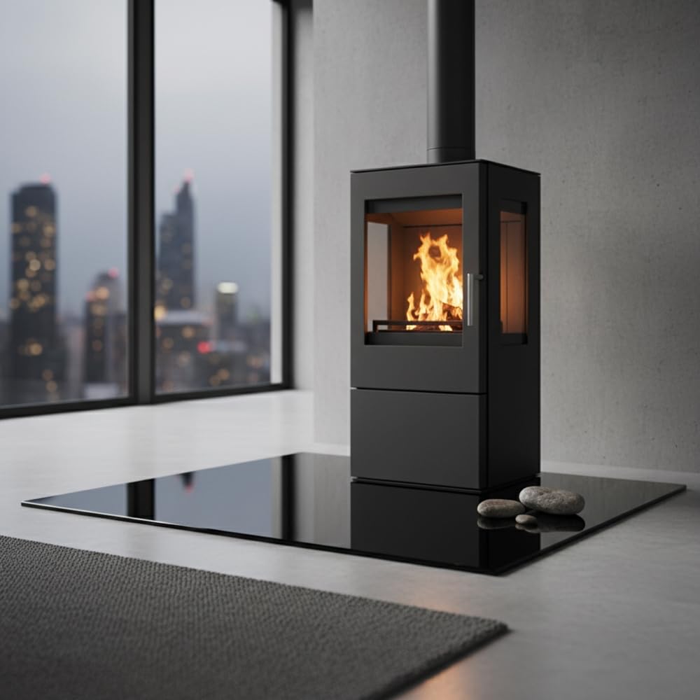 Mucola Glasplatte eckig 120x65 cm ESG Sicherheitsglas 6 mm Schwarz | Kaminplatte Funkenschutzplatte Bodenplatte Ofenplatte Kratzfest | Kaminofenplatte Tischplatte temperaturbeständig polierte Kanten