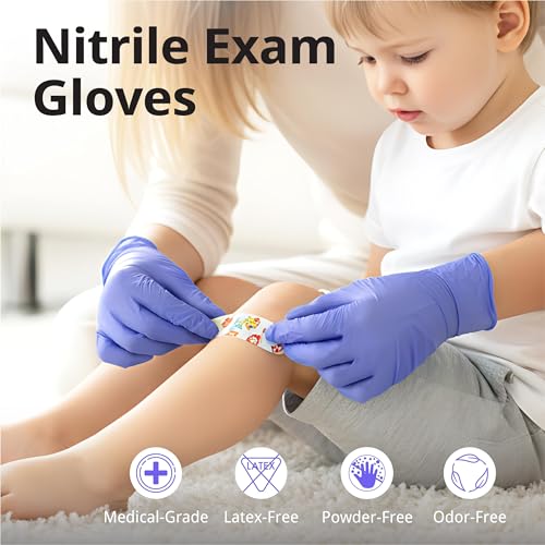 SwiftGrip Disposable Nitrile Exam Gloves, 3-mil, Small, Box of 50, Violet Nitrile Gloves Disposable Latex Free for Medical, Cleaning, Cooking & Esthetician, Food-Safe, Powder-Free, Non-Sterile, Purple - Thumbnail 2