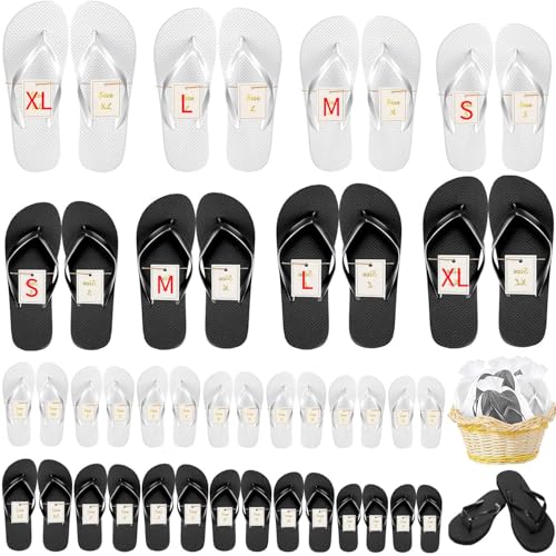 Flip Flops for Women Men,24 Pairs Flip Flop Sandals,Guests Hotel Slippers with Size Cards and Bags for Pool Beach Wedding