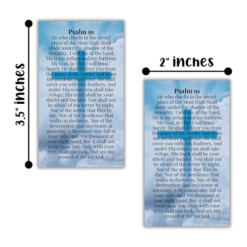 Psalms 91 Bible Verse Wallet Card | 30pk 2x3.5” Prayer Card Umbrella of Protection Shelter Whoever Dwells Rest in Shadow Poster Wall Art Bracelet Driving Keychain First Time Drivers Angel3
