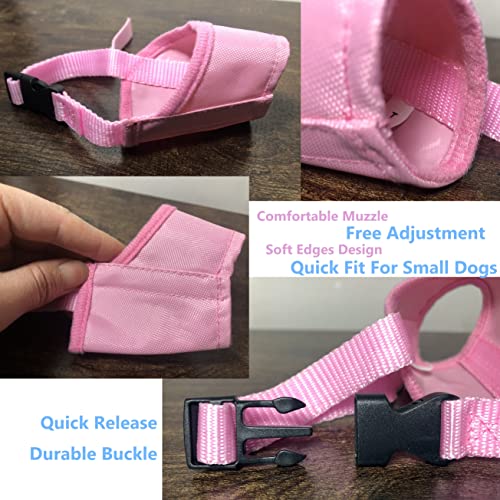 Moiilavin Dog Muzzle Xs (2 Packs) For Small Dogs With Long Snout Quick Fit Dog Muzzle Adjustable Prevent From Biting Barking And Chewing Xs Soft Muzzle (Black+Pink) #TOP3