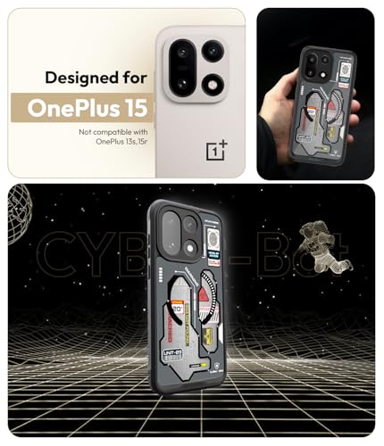 Image of KAPAVER Mag-X Sandstone Back Cover Case Compatible with MagSafe, Magnetic Case for OnePlus 15 (Cyber-Bot Black)