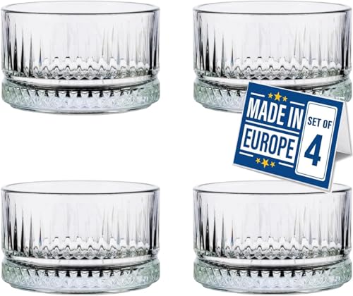NORDIC SCHILLER Premium Kristall Glas Dessertschalen 4er Set 235 ml BLEI FREI Dessertbecher, Puddingschalen, Dessert Schalen Glas, Obst Servierschalen, Soßenschalen, Dessert Bowls, Glas Schalen