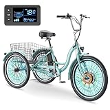 MOONCOOL Electric Tricycle for Adults, 350W 36V Electric Trike Motorized Three Wheel Electric Bicycle, 7 Speeds 3 Wheels Adult Electric Tricycle with Large Basket