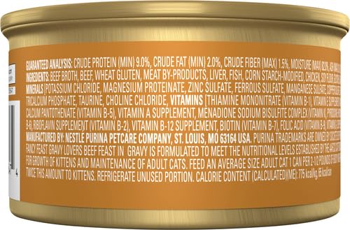 Image of Fancy Feast Classic Gravy Lovers Beef in a Roasted Beef Flavor Gravy Wet Cat Food, 85 g (Pack of 4)