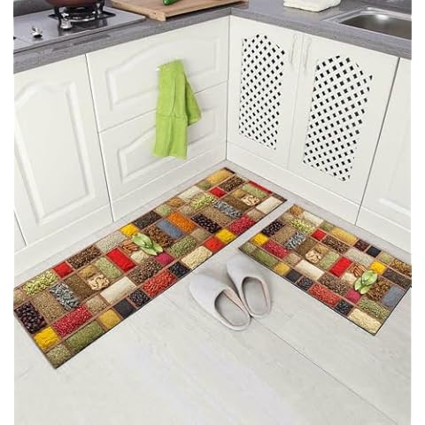 LXTOPN Non-Slip Kitchen Rug Set Cover