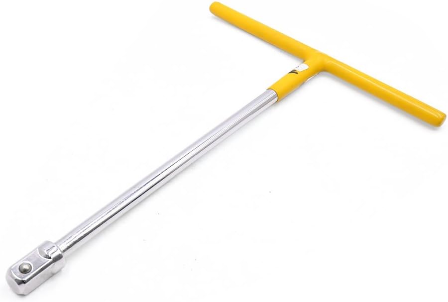 uxcell Yellow Silver Tone 1/2" Square Drive T Handle Wrench Spanner
