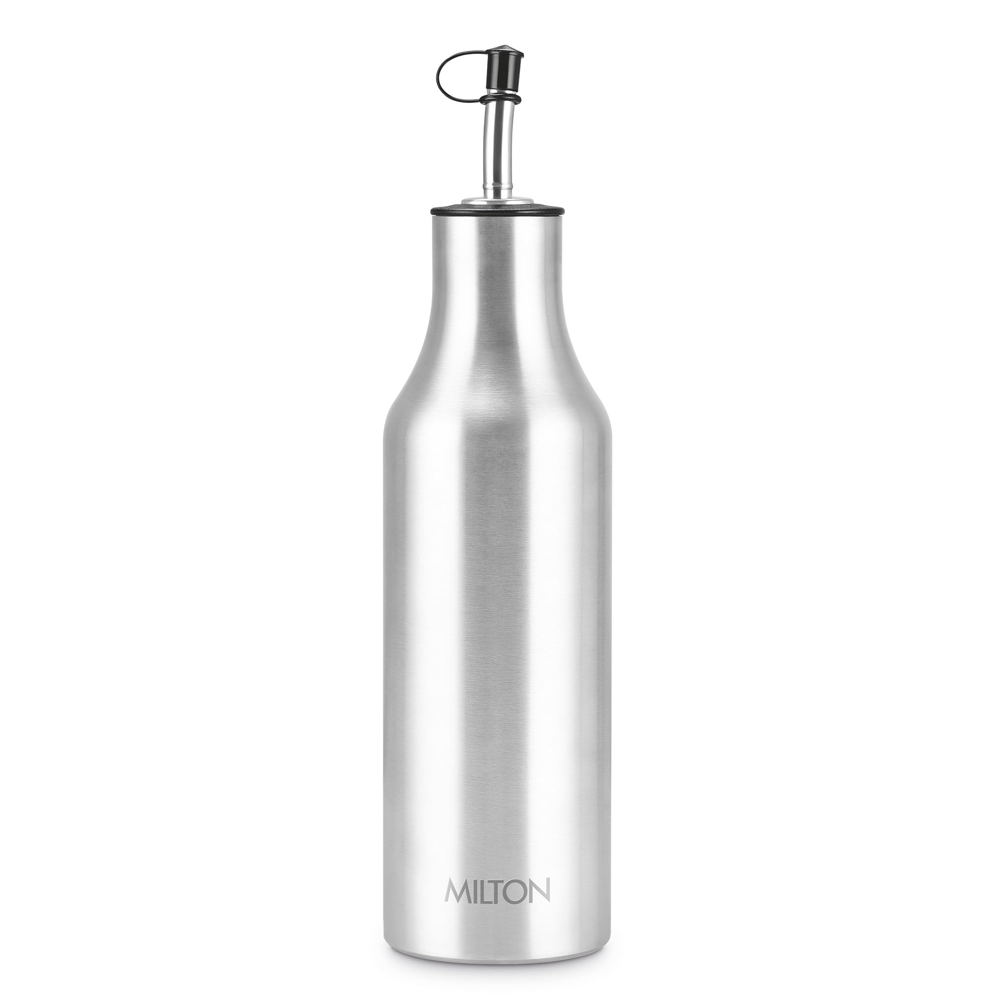 MILTON Steel Wellspring Oil Dispenser 750 with Nozzle, Olive Oil Container/Oil Bottle, Silver (Set of 1, 800 ml), Easy to Pour, Easy to Refill, Easy Grip, Light Weight-image-3