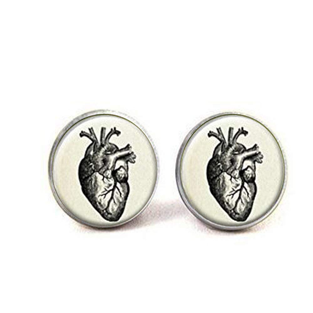 Anatomical Heart Cufflinks, Steampunk Heart Cufflinks Cuff Links, Mens Gifts, Spring Wedding, Groomsmen Gift, Silver Cufflinks